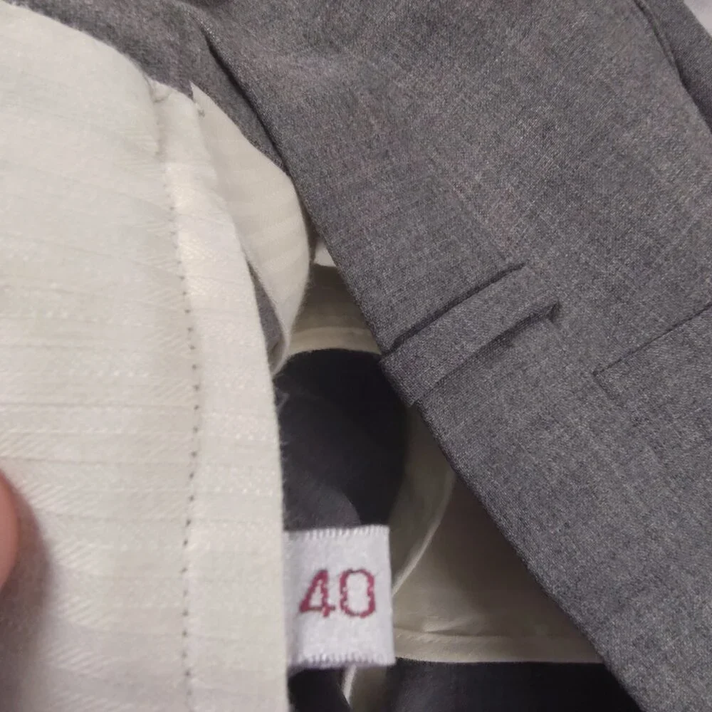 Vintage Cordovan & Grey Wool Dress Pants 40 Gray Pleated Front RN55563